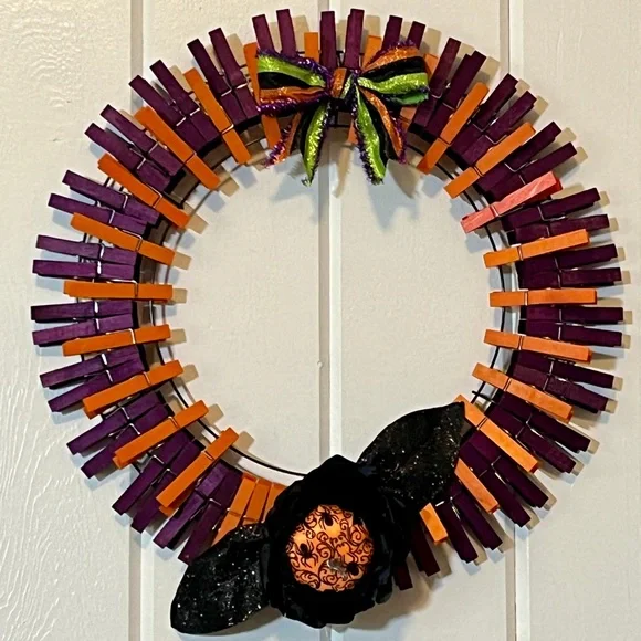 Purple and Orange Halloween Wreath - Picture 1 of 1